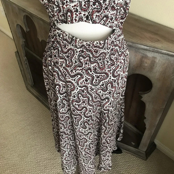 NWOT A.L.C. Sandra Floral Silk Cutout Midi Dress Black Ginger Smocked Panel 8 - Picture 7 of 11